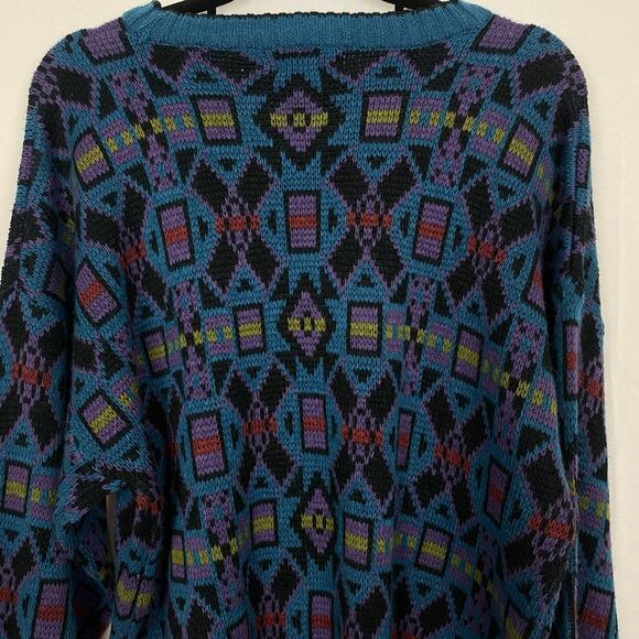 Editions by Van Heusen Geometric Jacquard Knit Sweater, Retro 90s Style, Size XL - Picture 4 of 8